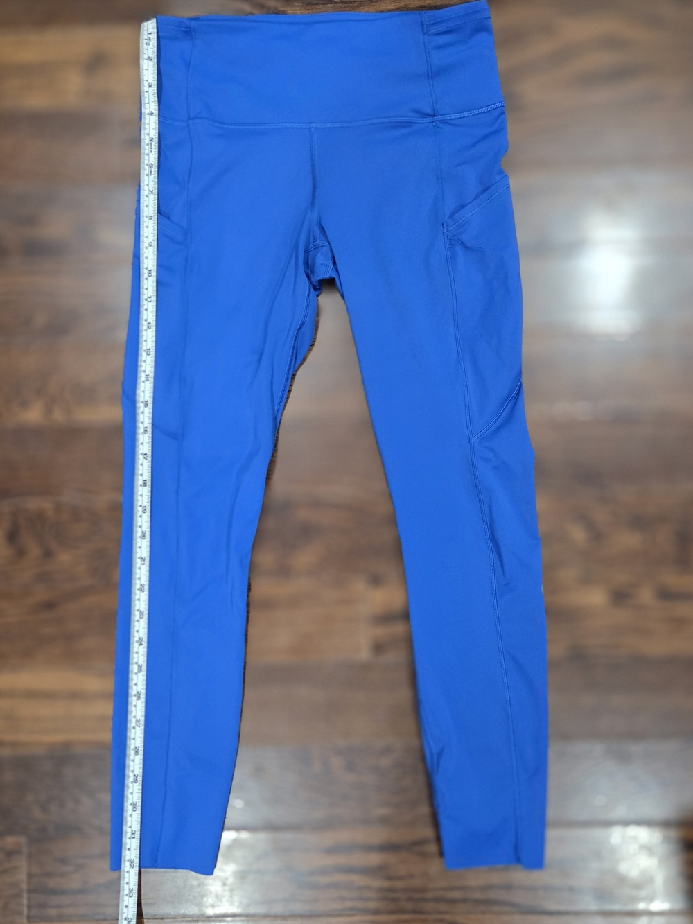 Lululemon Women's Leggings Size 8 Blue Solid Ankle Yoga Nylon Spandex Logo